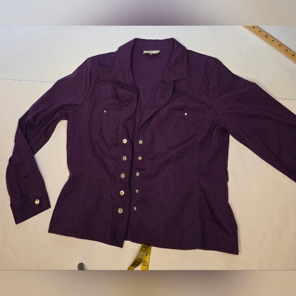 Bellissima Purple Cotton Fitted Jacket With Western Syle Stiching Size 12 - Picture 5 of 9